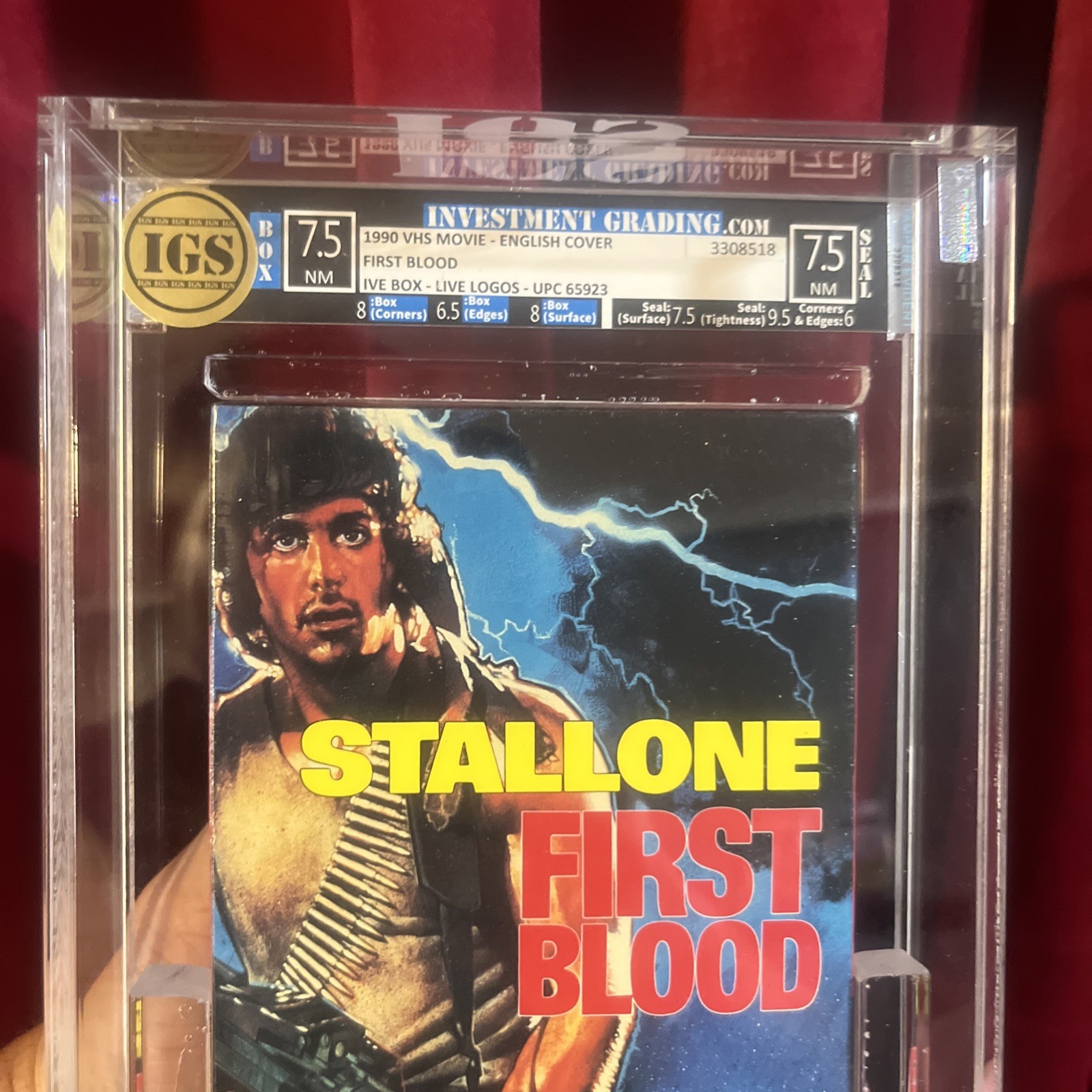 FIRST BLOOD 1990 Slip Sealed VHS Graded IGS 7.5 / 7.5 Seal Stallone Rambo