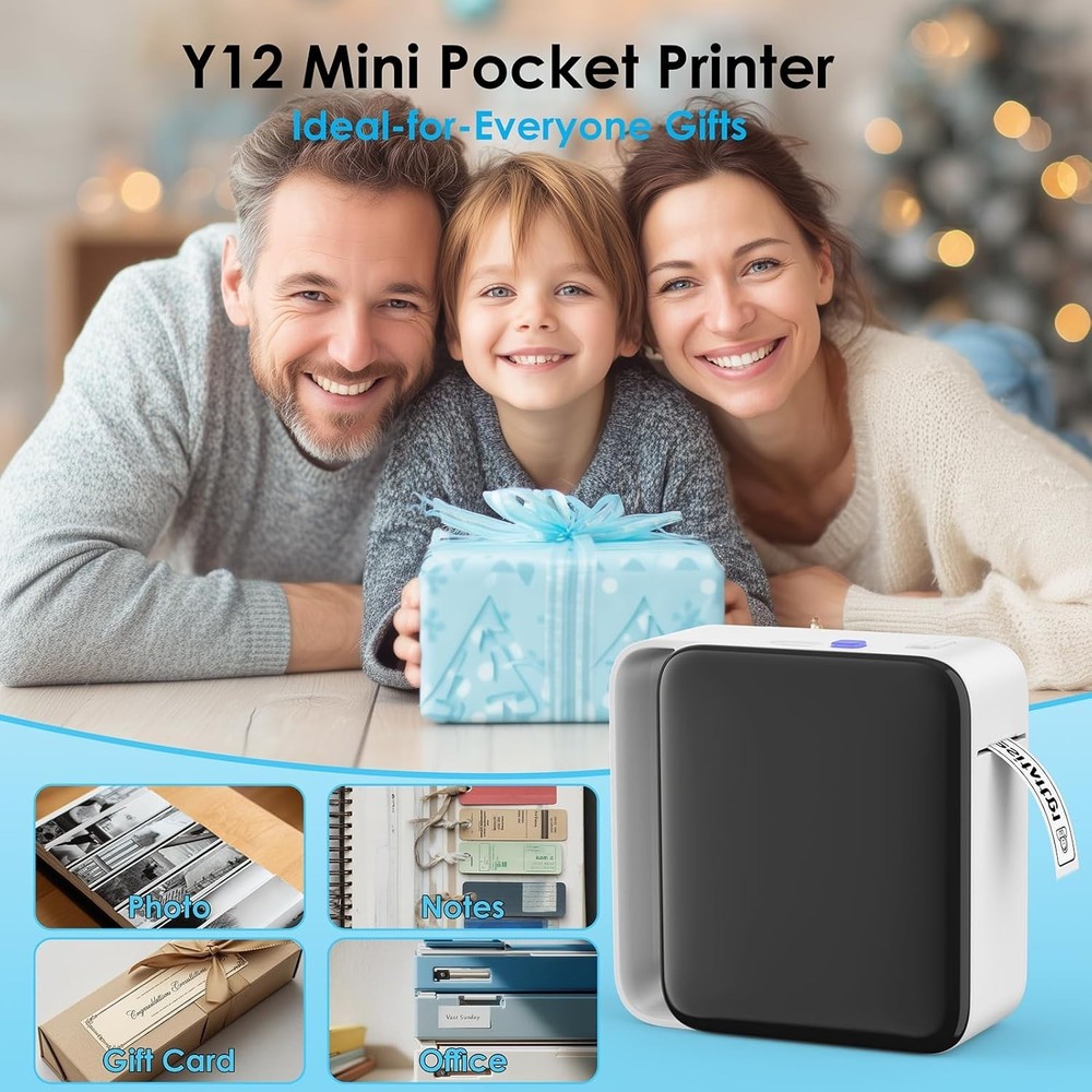 Y12 Bluetooth Label Maker - Mini Wireless Thermal Printer for Home & Office