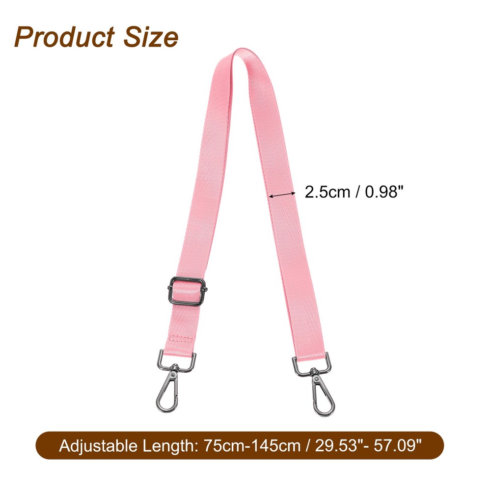 2.5cm Wide Shoulder Strap, Pink, Black Pull Core Buckle