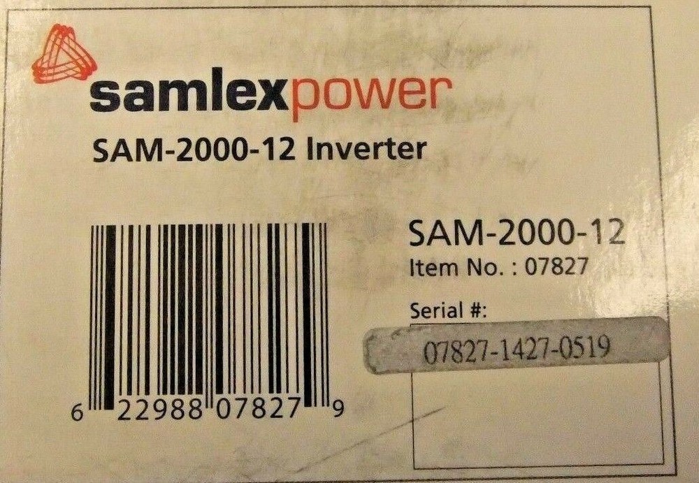 SAMLEX SAM-2000-12 DC-AC INVERTER - P/N SAM-2000-12