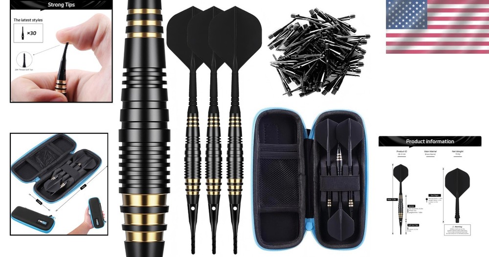 Complete Darting Experience: 18g Soft Tip Darts Set with 30 Tips & Storage Box