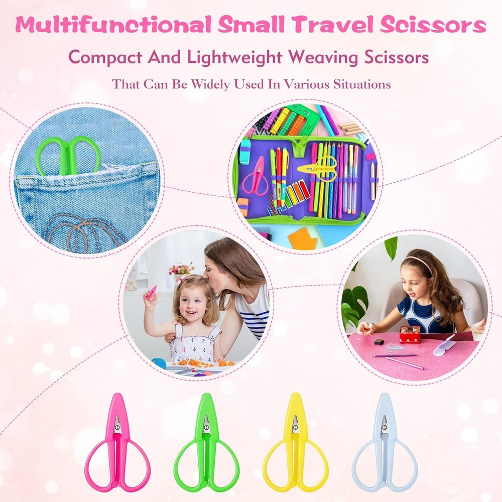 4 Pack Mini Scissors - Small Sharp Scissors All Purpose with Cover Tiny Detail S