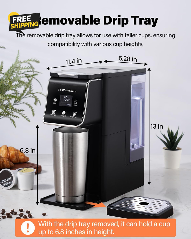 Coffee Maker Hot & Iced with Bold Setting,Single Serve Coffee Maker for K