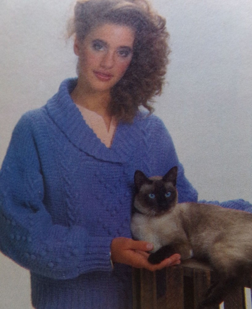 Shawl Collared pullover  (#282-28)  vintage  crochet  pattern