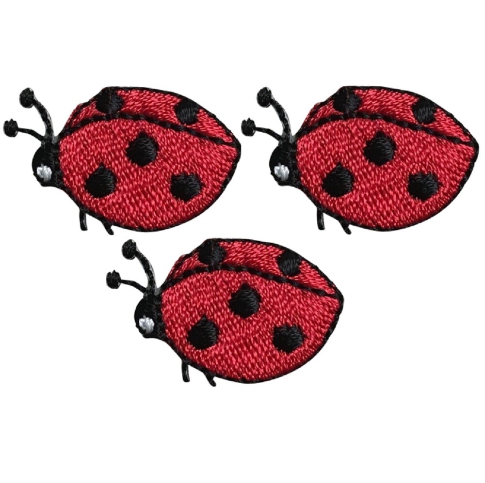 Mini Ladybug Applique Patch - Insect, Bug Badge 1" (3-Pack, Iron on)