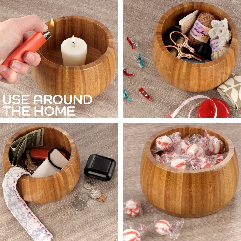 Bamboo Salt Cellar Container Bowl with Lid