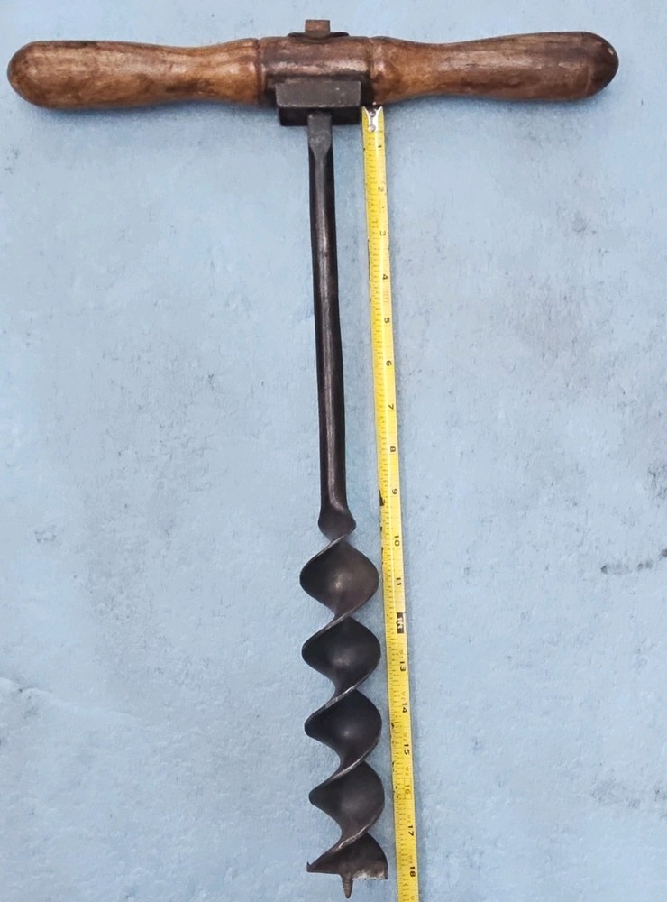 Antique 2" Excelsior T-Handle Wood Auger Irwin Pattern Coarse Thread Frame Tool