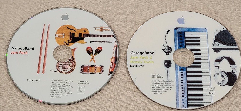 Apple GarageBand Jam Pack & Jam Pack 2 Remix Tools Install DVDs for Mac