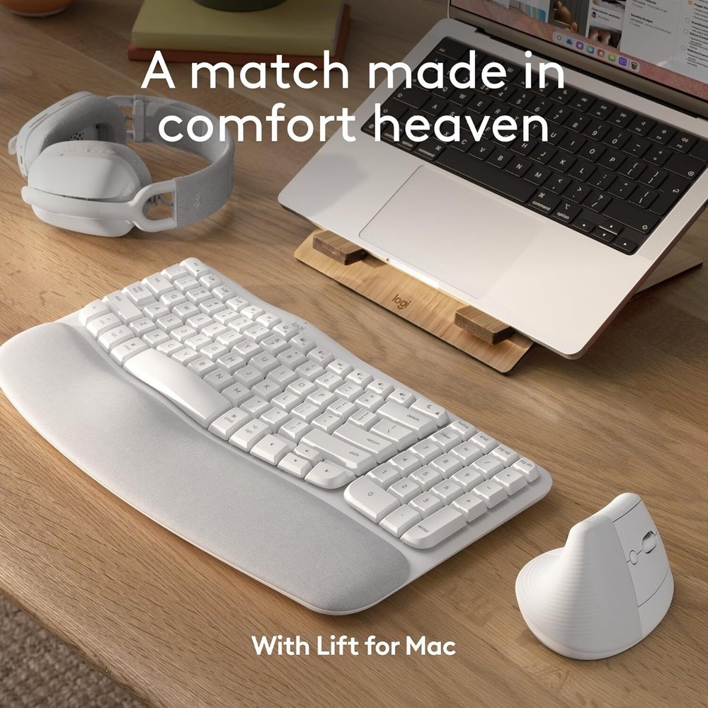 Logitech Wave Keys Bluetooth Wireless Ergonomic Keyboard,for Mac - Off White