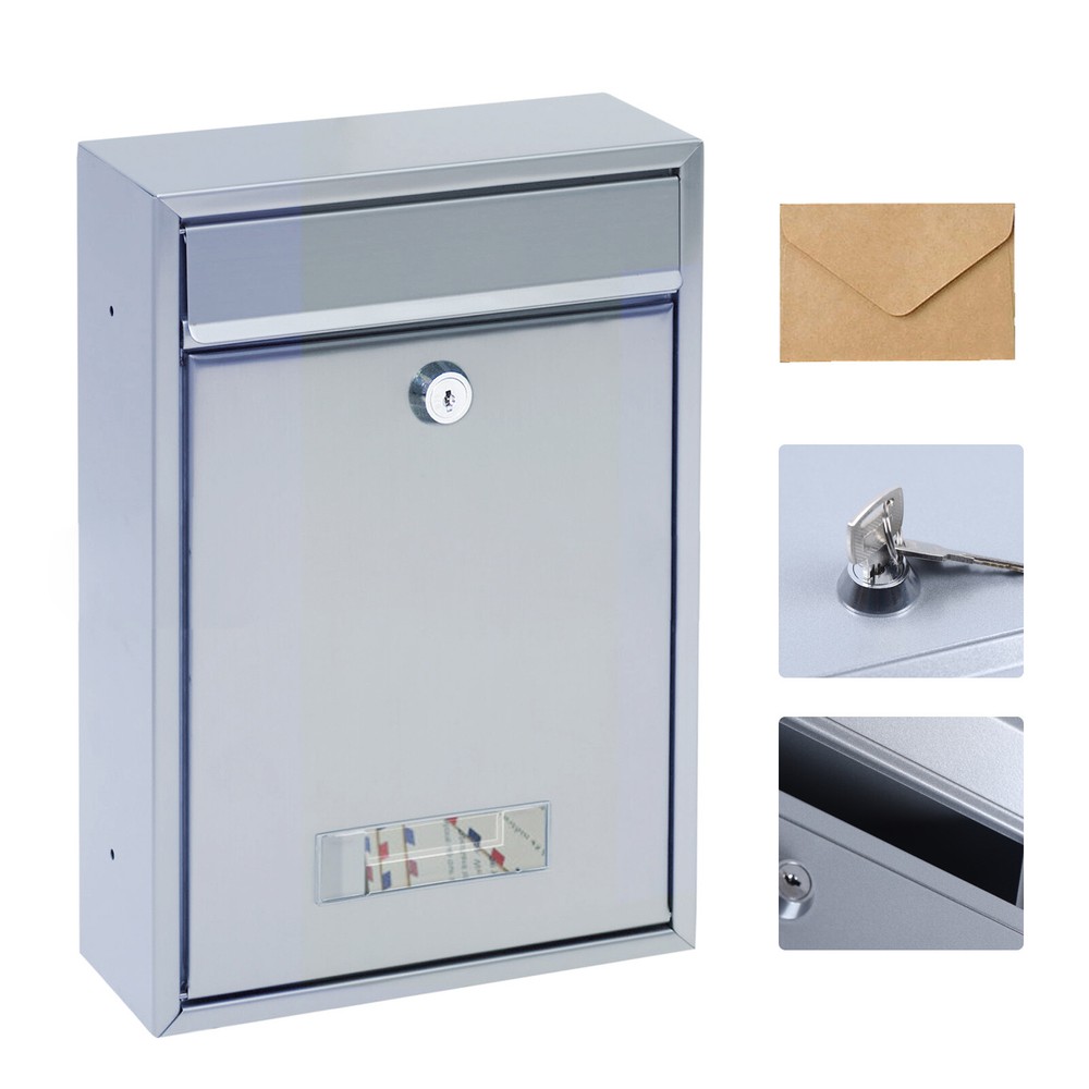 Mail Box Wall Mount Locking Mailboxspaper Letter box Lockable Post Box 2 Key