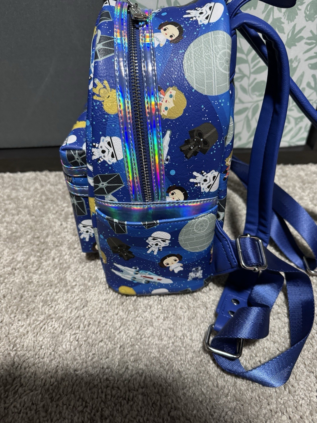 Star Wars Disney Parks Iridescent Loungefly Chibi Backpack Death X-Wing Leia EUC