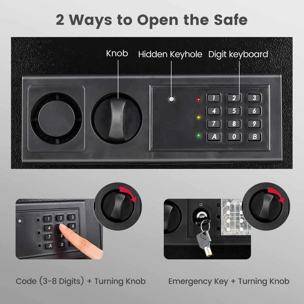 Wall Safe Box, Electronic Flat Wall Safe with Digital Keypad & 2 Emergency Keys