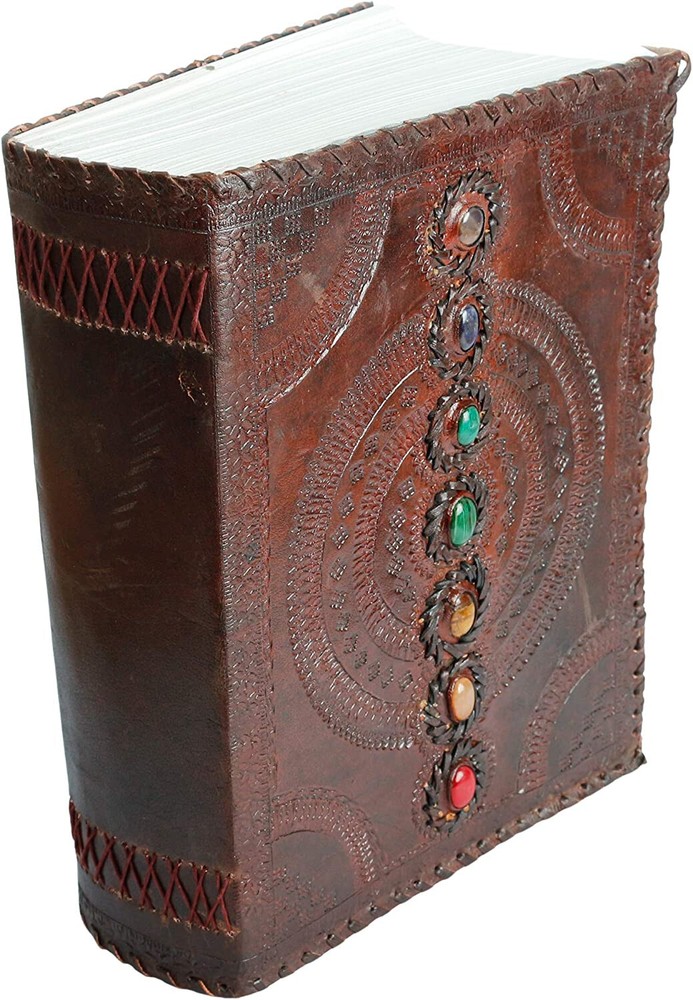 13" Handmade Leather Journal Seven Stone Writing Notebook Diary Book Very Large