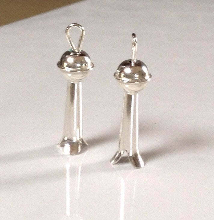 Navajo Handmade Sterling Silver Squash Blossoms 7mm Lot of 2 Perfect4Earrings