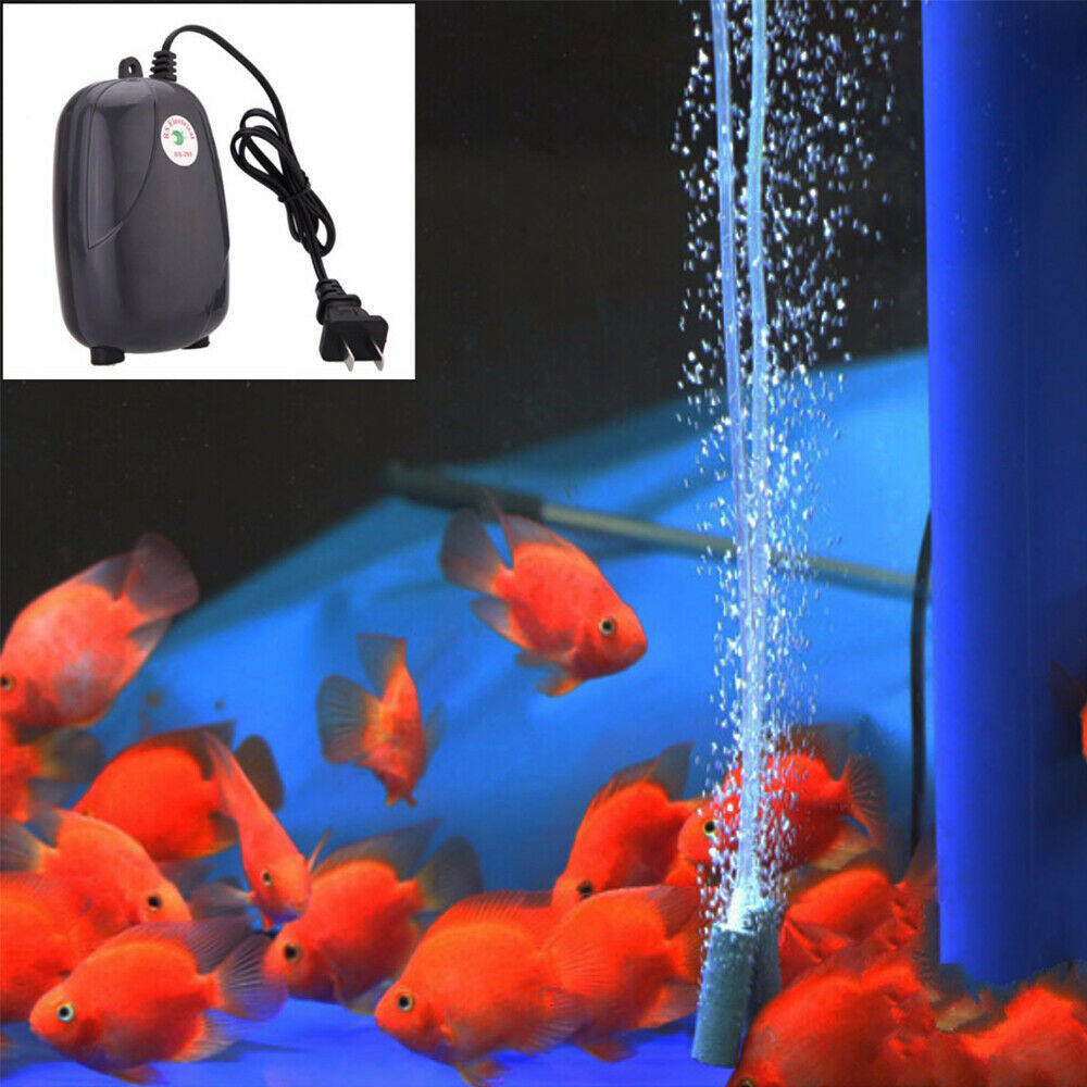 Silent Air Pump Large Aquarium Fish Tank Pump Hydroponic Oxygen 2 Outlet Pump