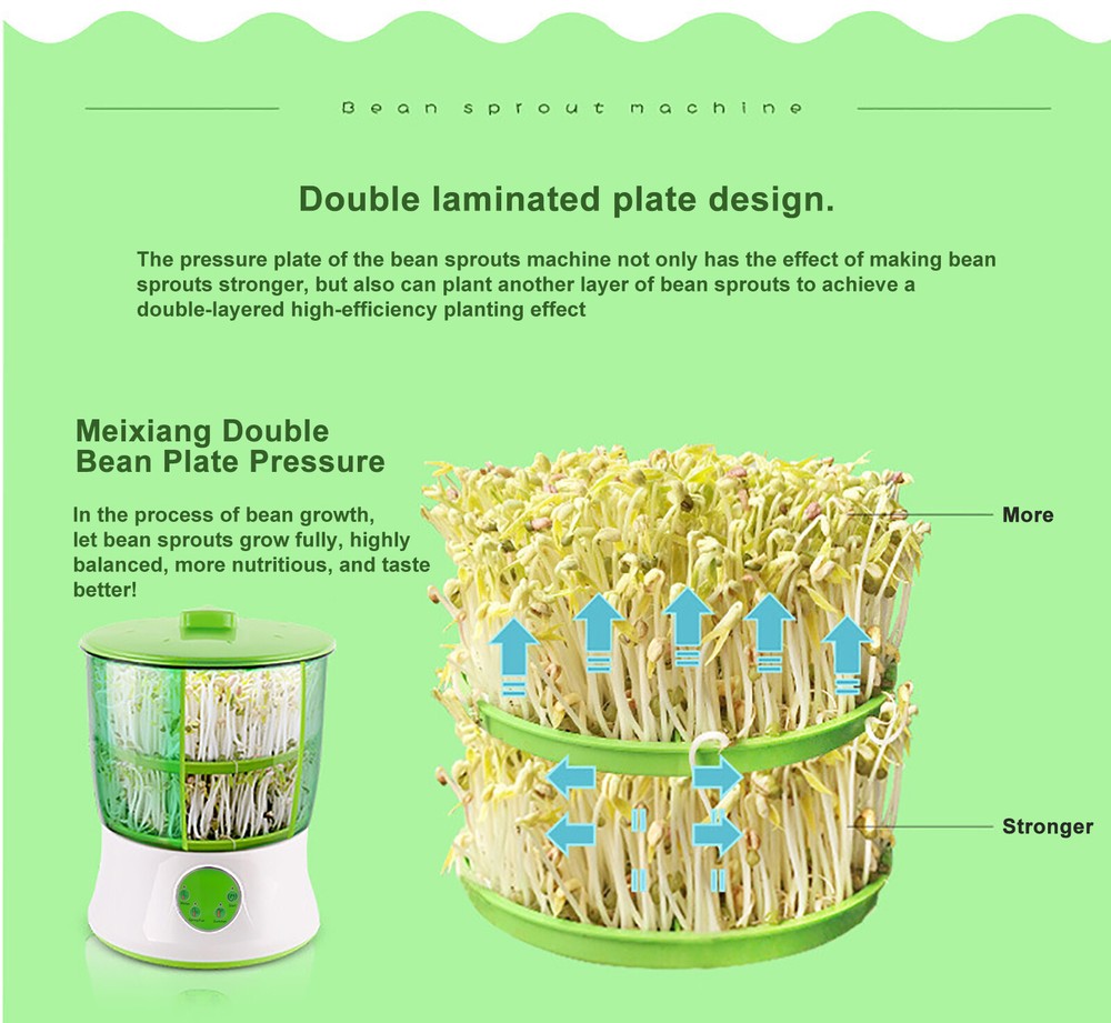 20W 2-Layer Bean Seed Sprouter Machine Household Automatic Bean Sprouts Machine