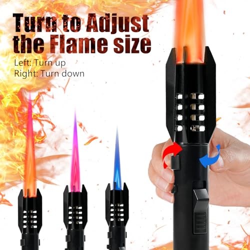 Camping Lighter, Torch Lighter, Straight Flame Bright Fire Refillable Black