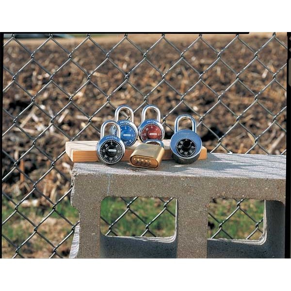 Master Lock 1506D Combination Padlock, Center, Blue/Silver