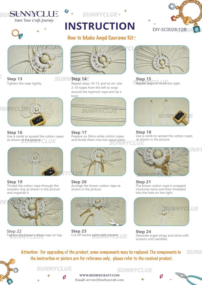 SUNNYCLUE 2 Sets Boho Macrame Kit Ornament Mixed Color