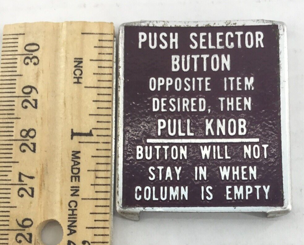 PUSH SELECTOR BUTTON PULL KNOB Maroon Vintage Vending Machine Aluminium Plate
