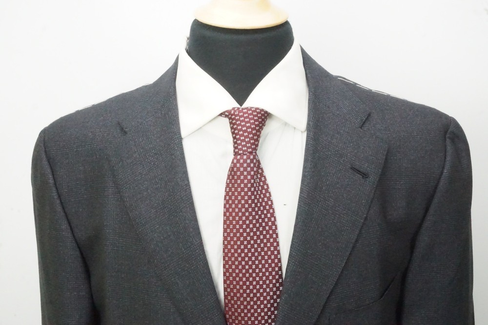 Raffaele Caruso Blue Beige Patterned Wool 2 Pc Suit Jacket Pants 44R NEW