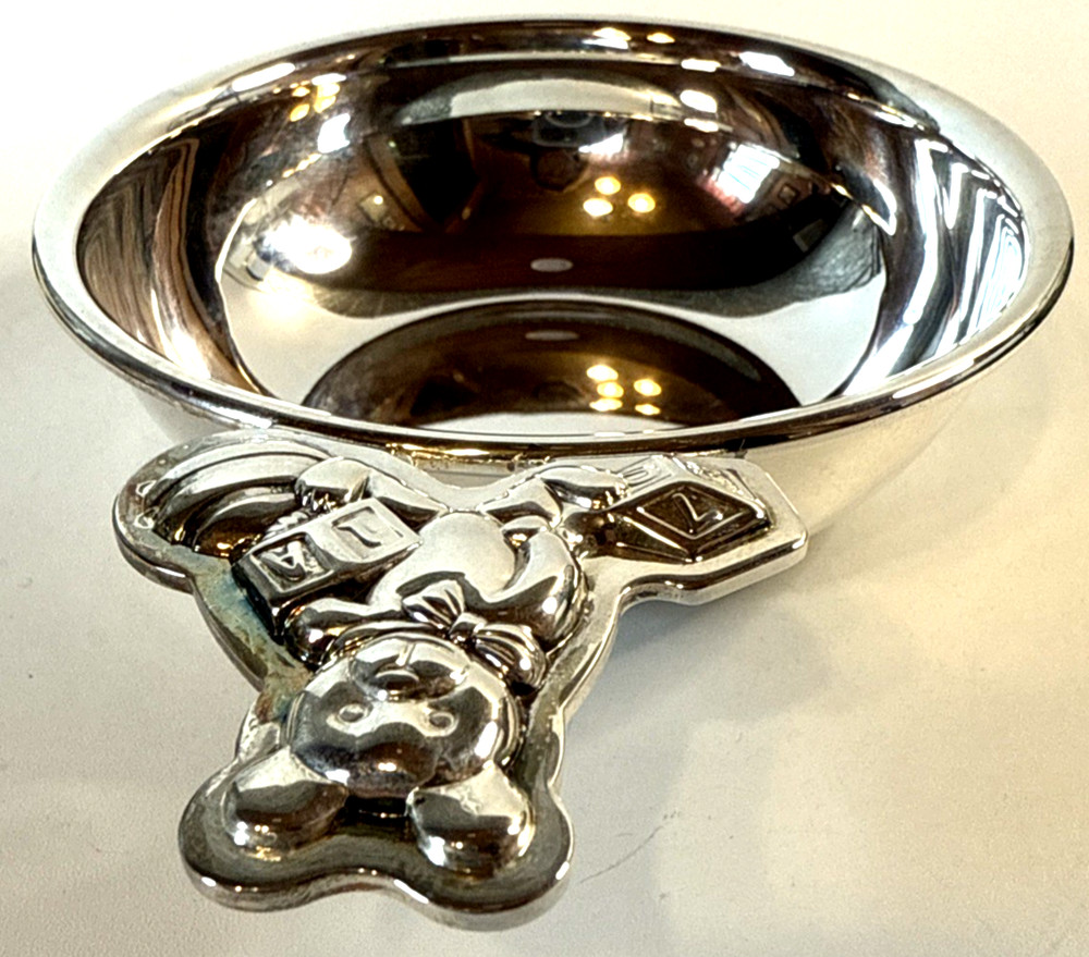 Vintage Godinger Silver Plate Child’s Bowl Teddy Bear Handle