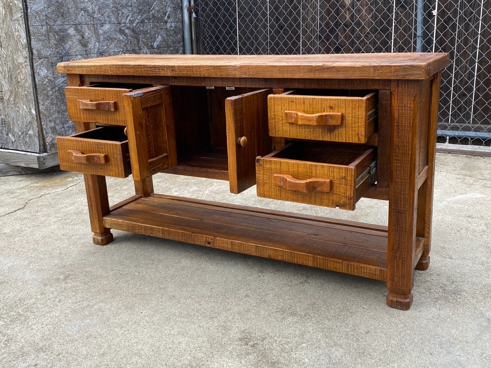 Antique Elm Buffet Cabinet