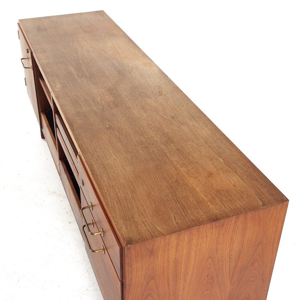 Jens Risom Mid Century Walnut and Brass Credenza