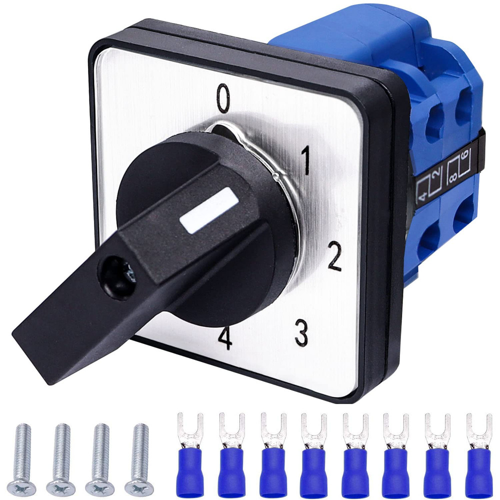 Rotary Cam Selector Switch 20A 550V 4 Position 8 Terminal Latching + Block - US