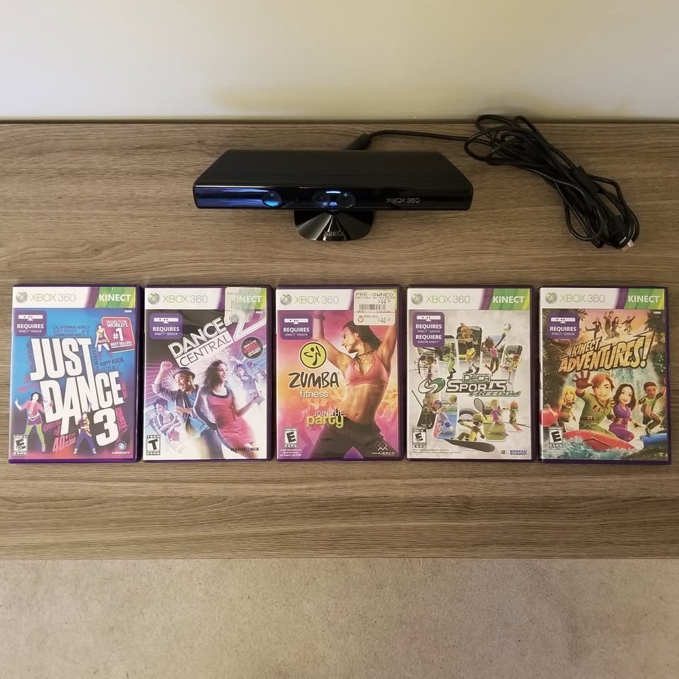 Xbox 360 Kinect Bundle - Sensor + 5 Games (includes Just Dance 3)