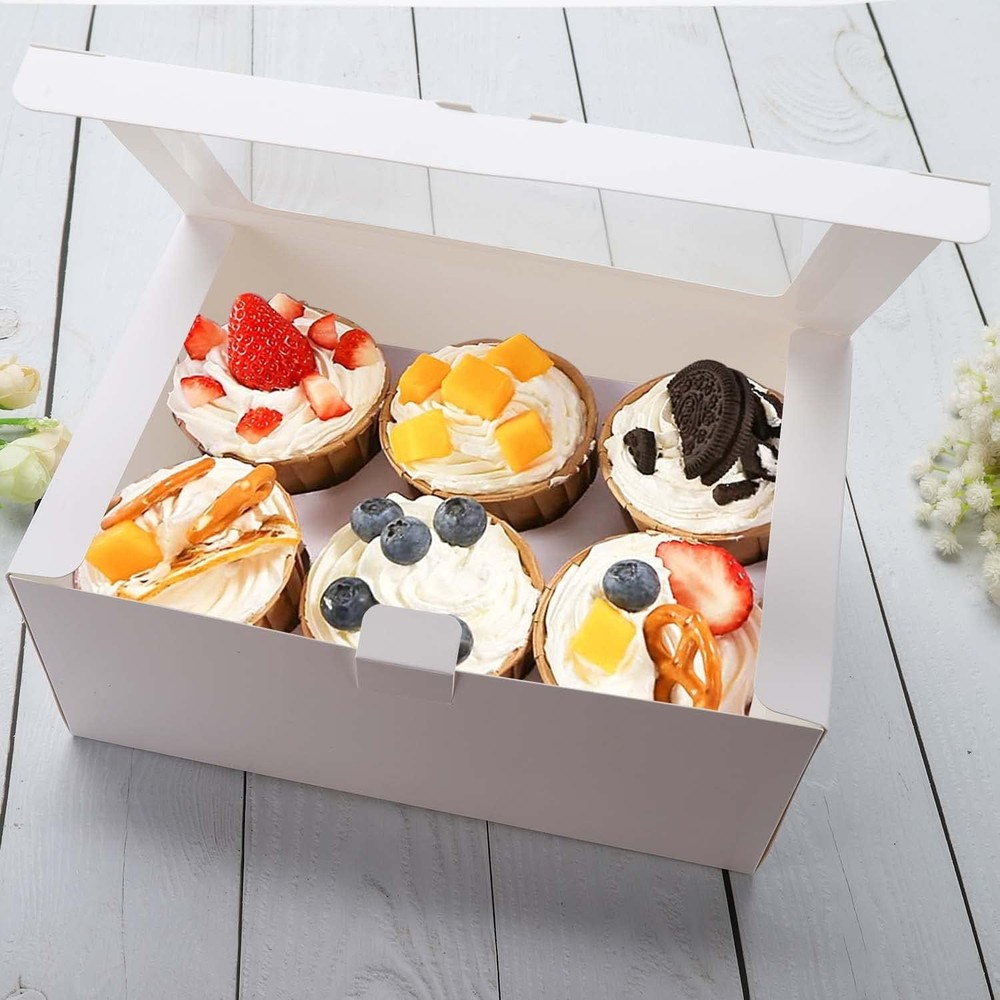 10-Set Cupcake Boxes with Inserts and Window Hold 6 Cupcakes,Cupcake Containers