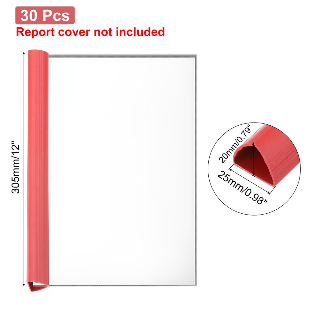 30Pcs 20x25mm Binding Bars, 220 Sheets Capacity, Red