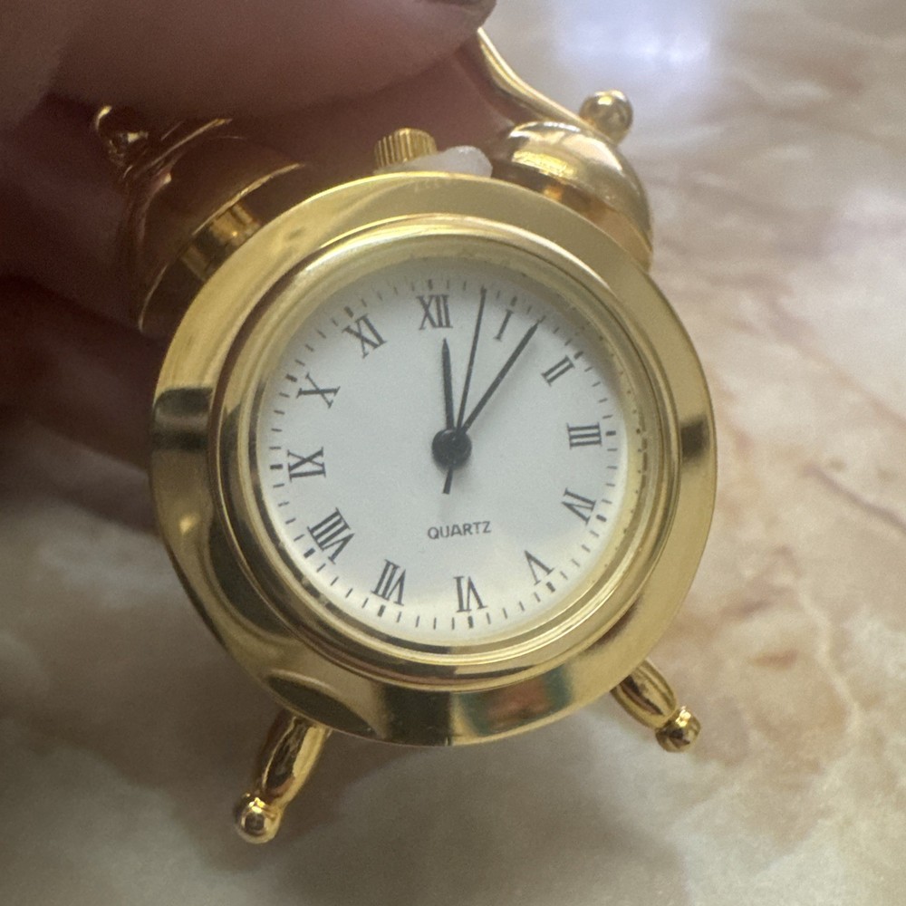 Miniature Vintage Gold Alarm Clock Shape
