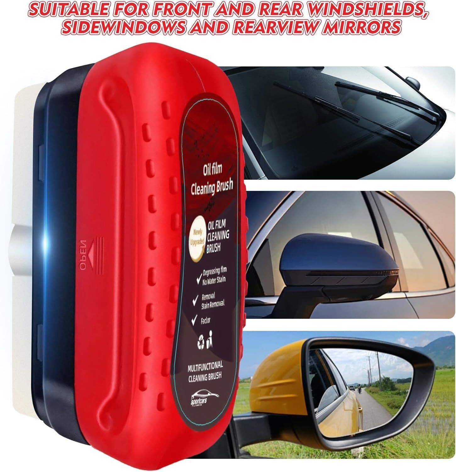 240ML Automotive Oil Film Cleaning Brush Glass Board Car Windows Cleaning Brush