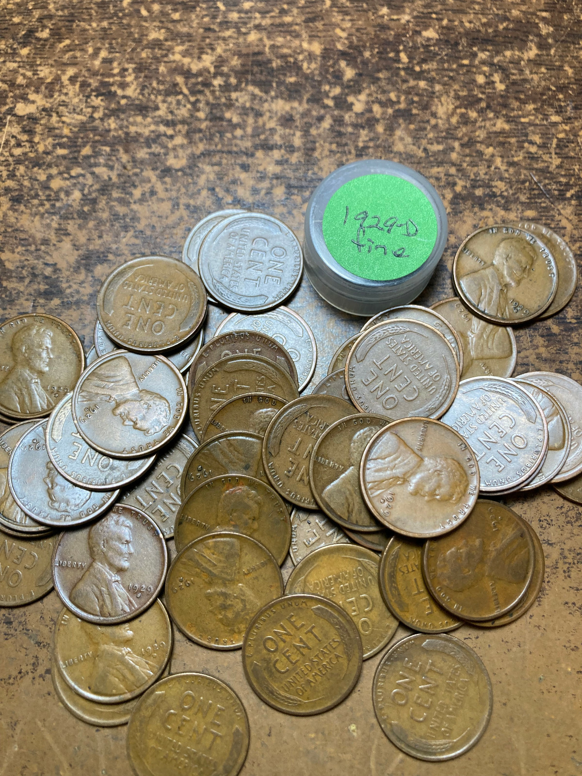 1929-P,1929-D,1929-S LINCOLN WHEAT CENT PENNY 3 ROLL SET HIGH GRADE, ALL FINE