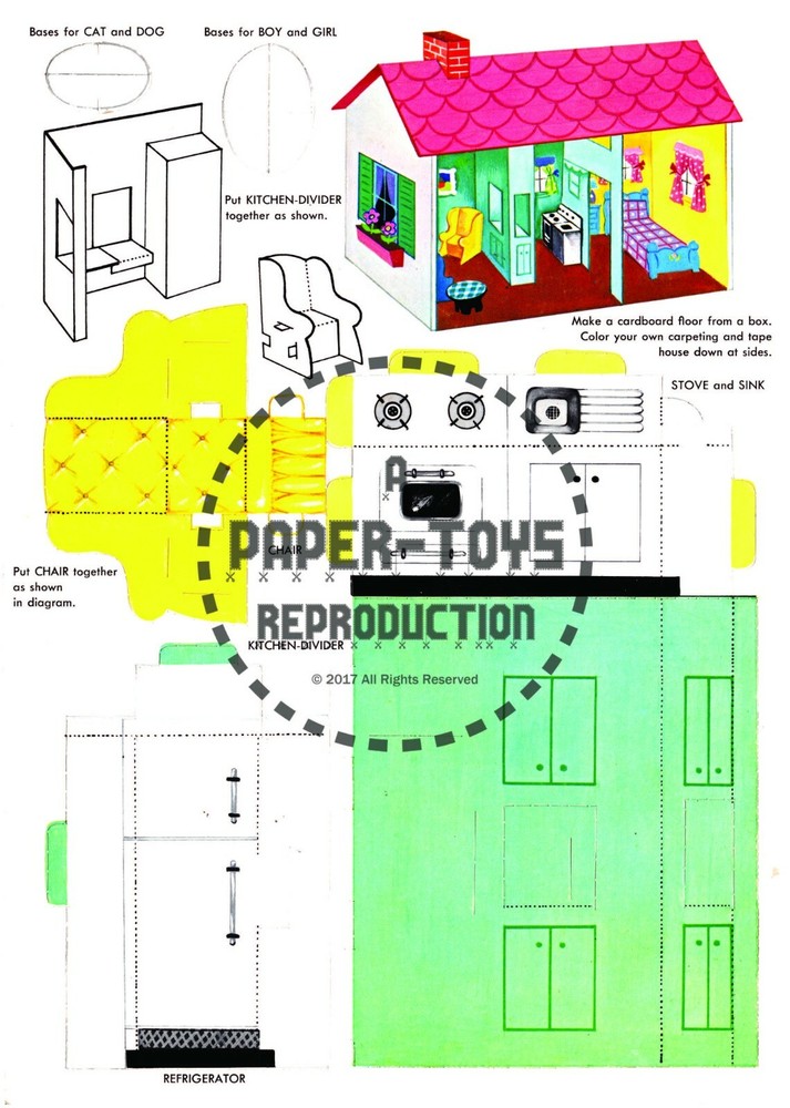 VINTAGE REPRINT - 1963 - DOLLHOUSE PUNCH-OUT BOOK