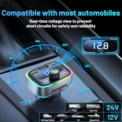 Bluetooth 5.4 Car Adapter 60W Charging USB Bluetooth Adapter for Car,Wireless