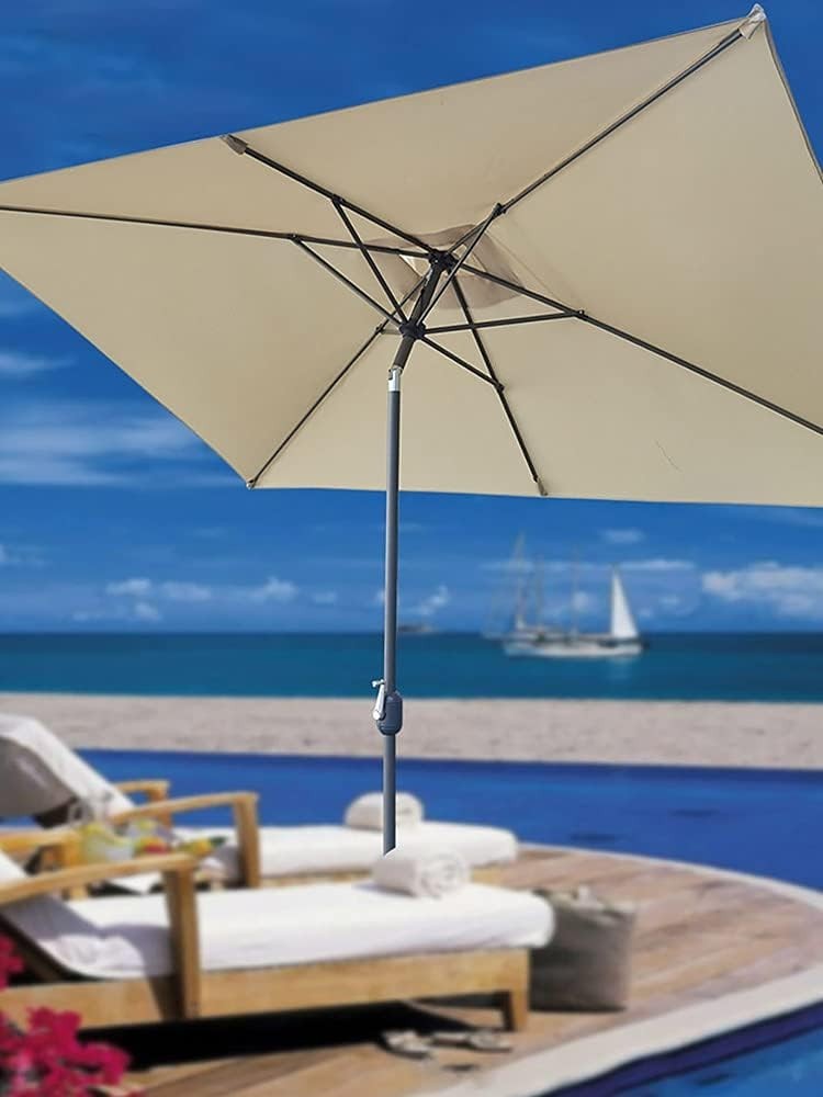 Elegant Grey Rectangular Umbrella Canopy Replacement 6 Ribs - Fade Resistant