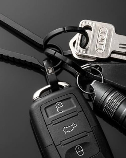 Key Ring, Titanium Side Pushing Key Rings Keychain Rings Small Split Black