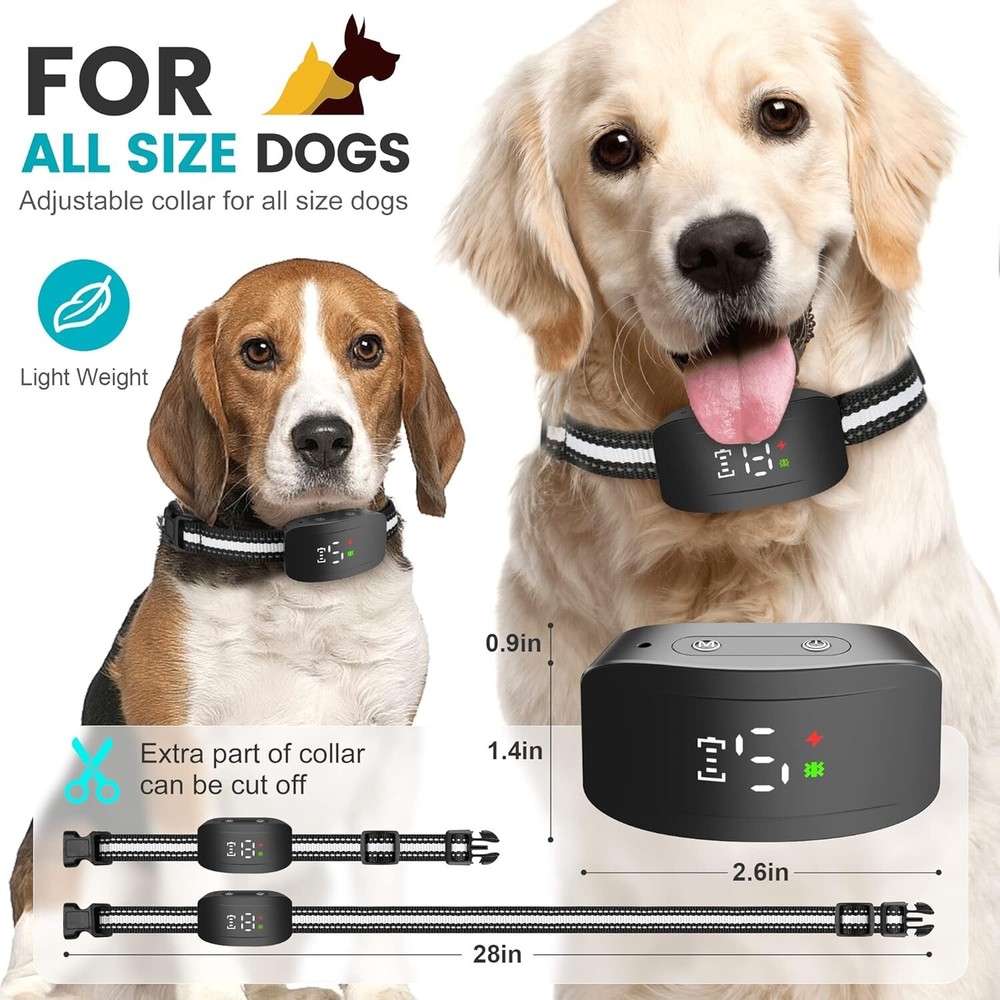 Comfortable Dog Bark Collar with Beep, Vibration & Optional Shock – All Sizes