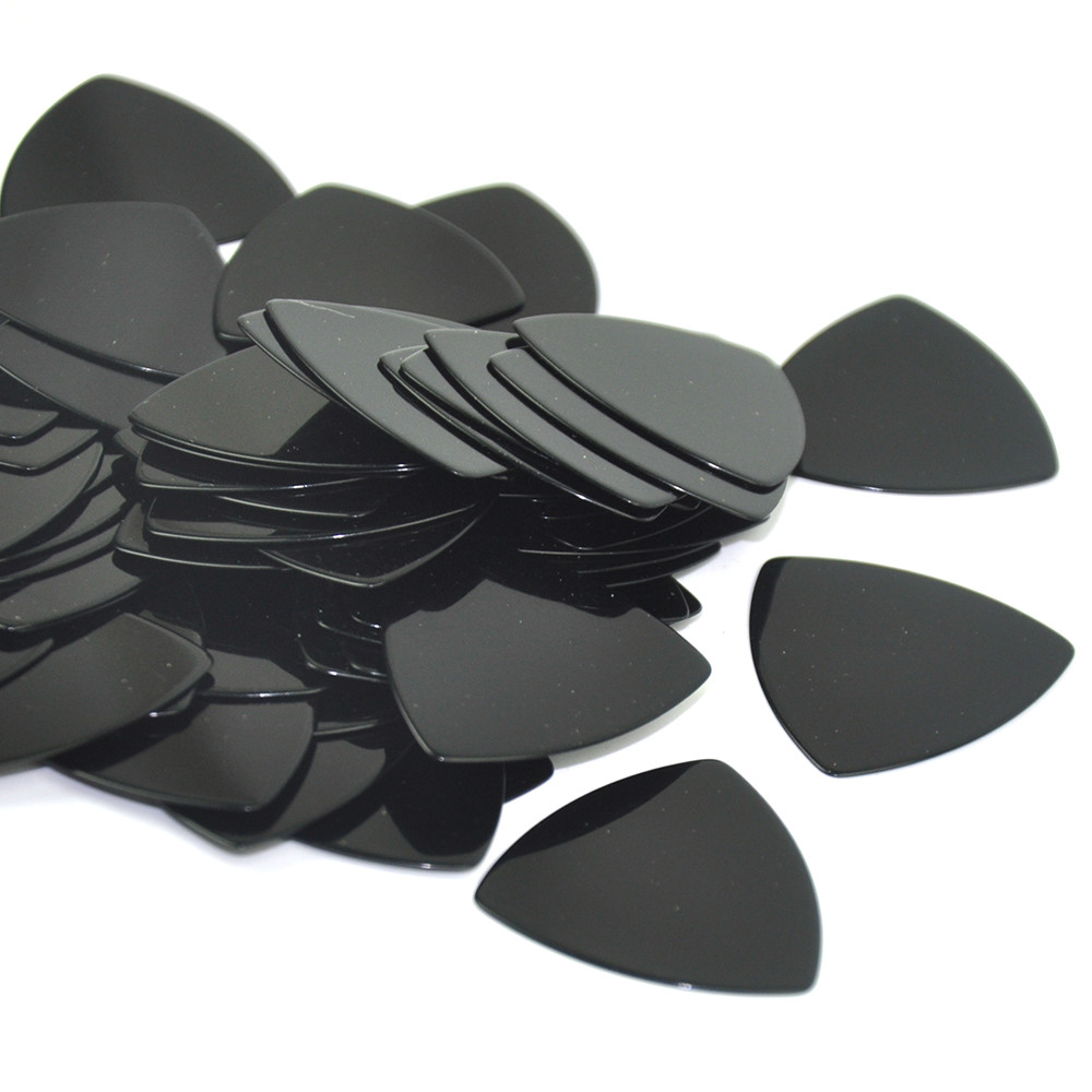 Lots of 100pcs Solid Black Rounded Triangle Heavy 0.96mm Celluloid Guitar Picks