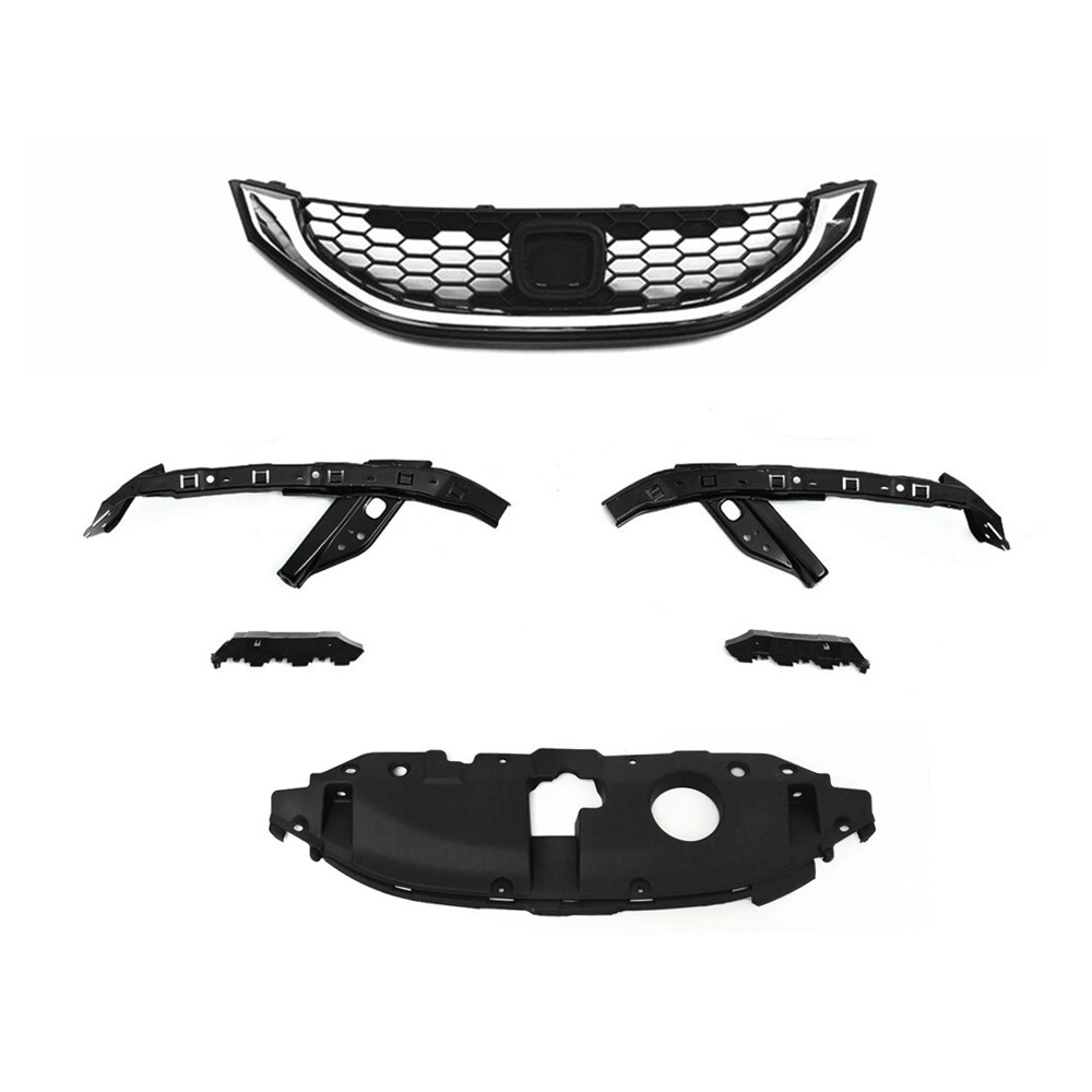 6PC For CIVIC Sedan 2013 2014 2015 Front Grill Upper Bumper & Headlamp Brackets