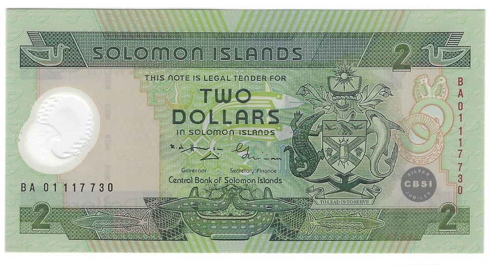 Banknote Solomon Islands P23a 2 Dollars 2001