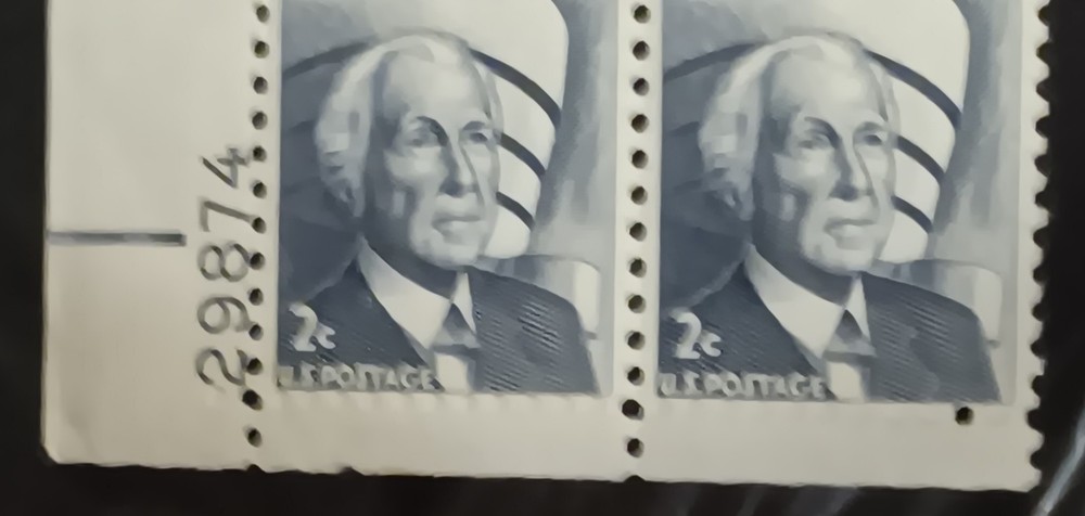 US Scott 1280 2c Frank Lloyd Wright Plate Block MISPERF Error Blind Perfs EFO