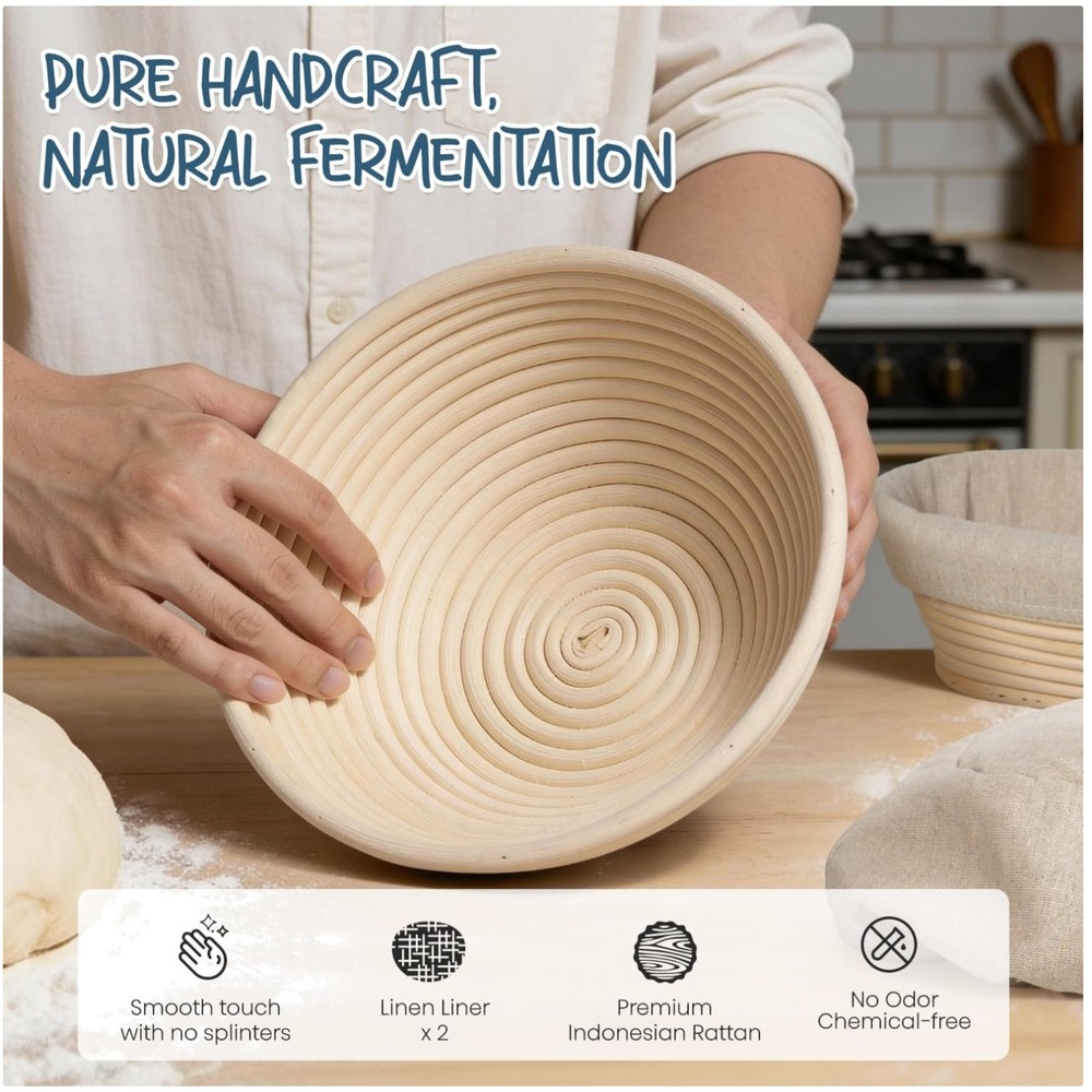 Sourdough Baking Kit with Rattan Proofing Baskets