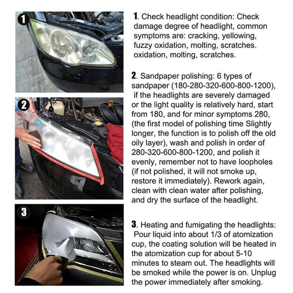 Headlight Restoration Kit 300g Liquid Polymer Repair Polish Tool Set for Cars US