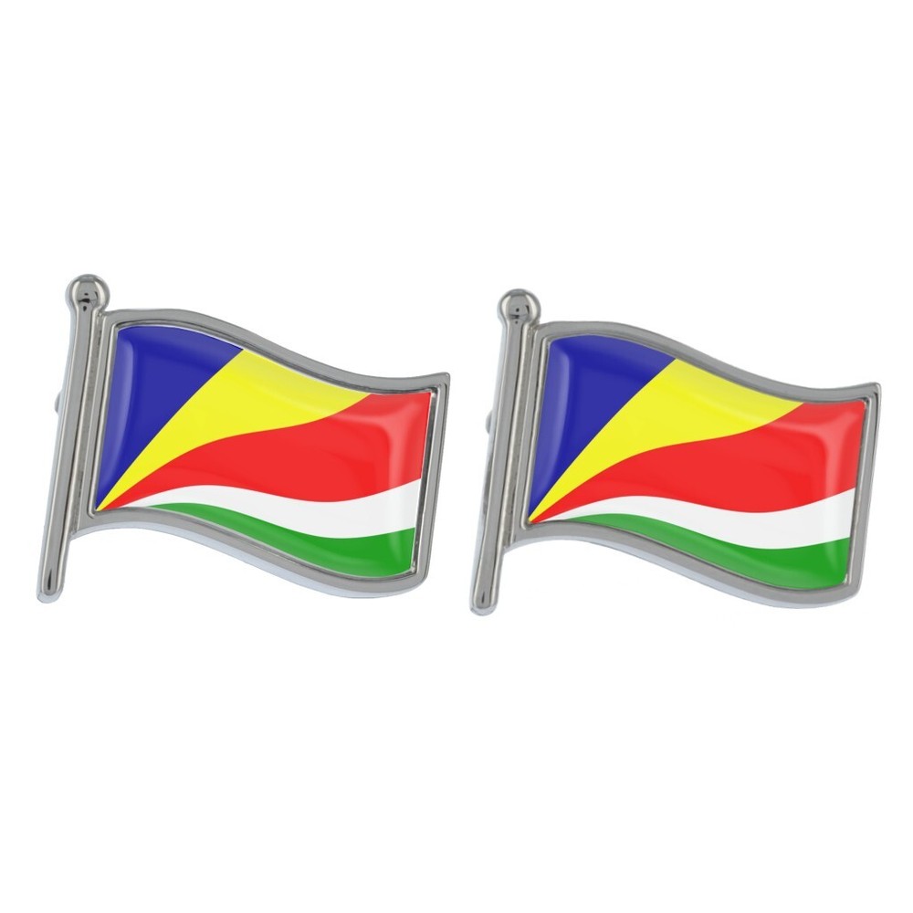 Seychelles Wave Flag Silver Presented in a Personalised Chrome Box