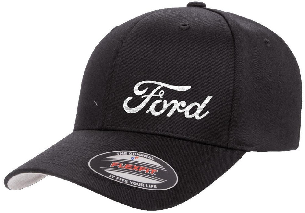 Ford Script Logo Embroidered Side Panel Design Flexfit 6277 Baseball Hat Cap
