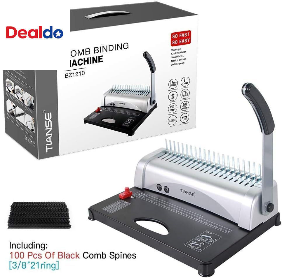 Binding Machine, 21-Holes, 450 Sheets, Comb Binding Machines with Starter Kit 10