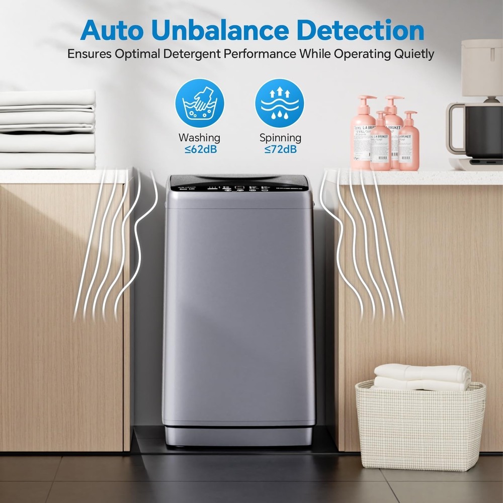 Compact Washer for Dorm Fully Automatic Portable Washing Machine 10 Wash Cycle